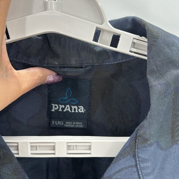 Prana Caplan shirt muted tropical print button down short sleeve cotton size XL - Picture 3 of 8